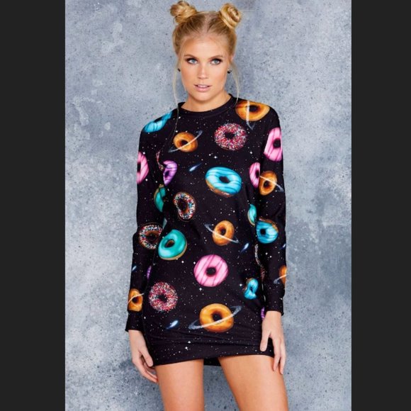 Blackmilk Dresses & Skirts - NWT Blackmilk Donuts in Space Sweater Dress ~ LIMITED ~ Size Medium